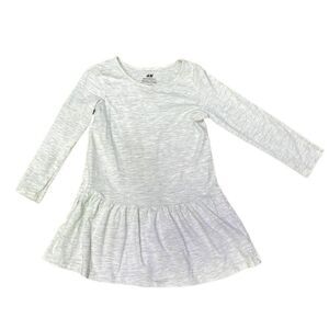 H&M Girl’s 3T Grey Heathered Cotton T-shirt Dress with Ling Sleeves & Ruffles
